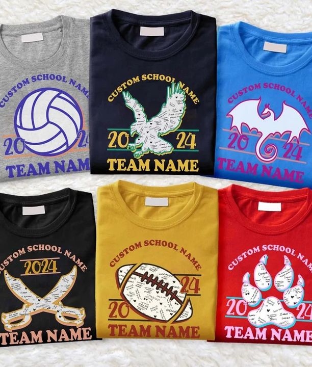 a selection of customized t-shirts